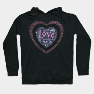 Word Cloud Original Art Double Heart Love Hoodie